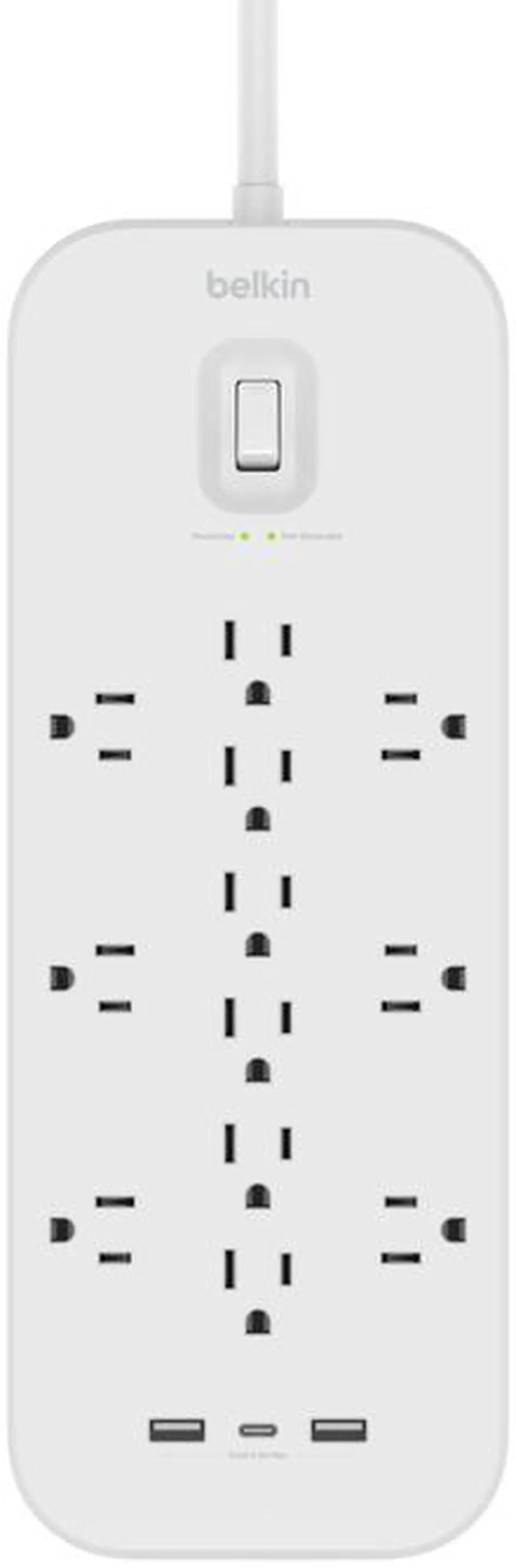 Main image of Belkin 12 Outlet Surge Protector + USB-C and USB-A ports SRA007P12TT6