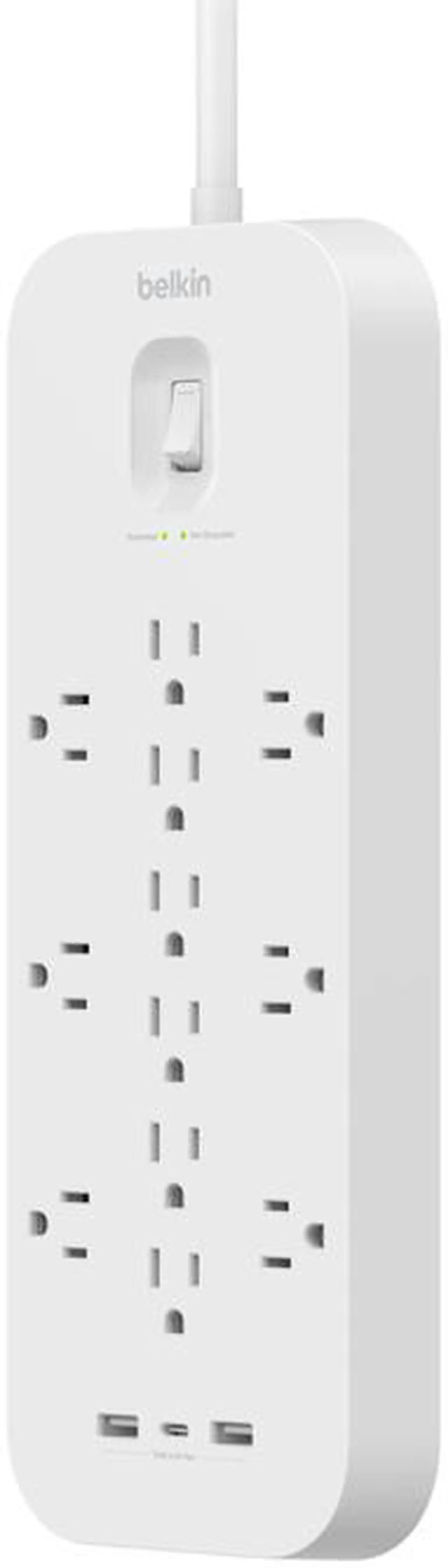 Alt view image 3 of 4 - Belkin 12 Outlet Surge Protector + USB-C and USB-A ports SRA007P12TT6