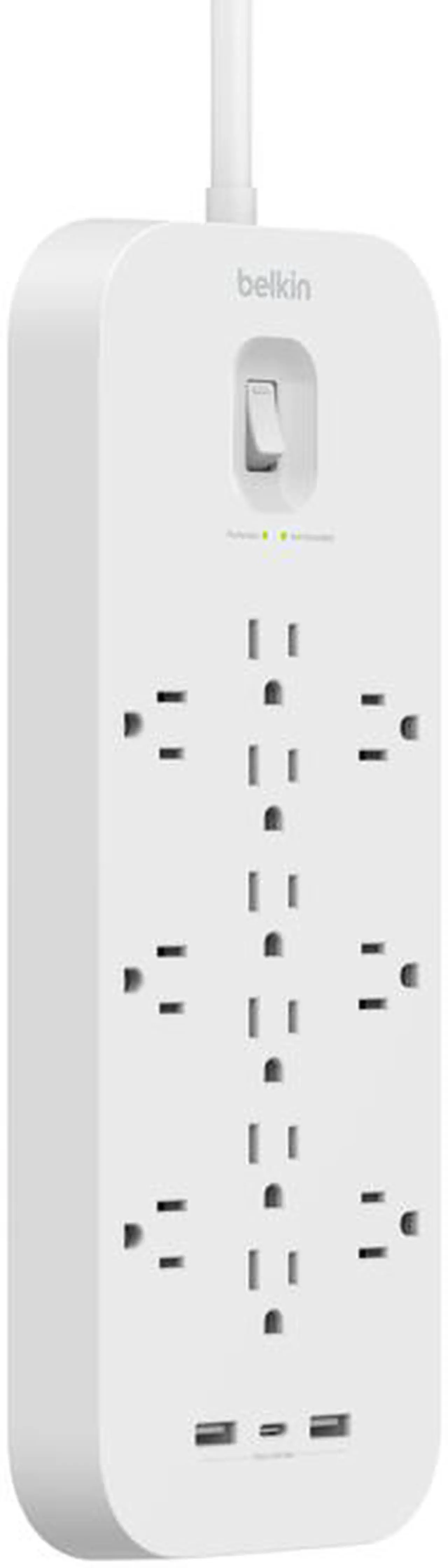 Alt view image 4 of 4 - Belkin 12 Outlet Surge Protector + USB-C and USB-A ports SRA007P12TT6