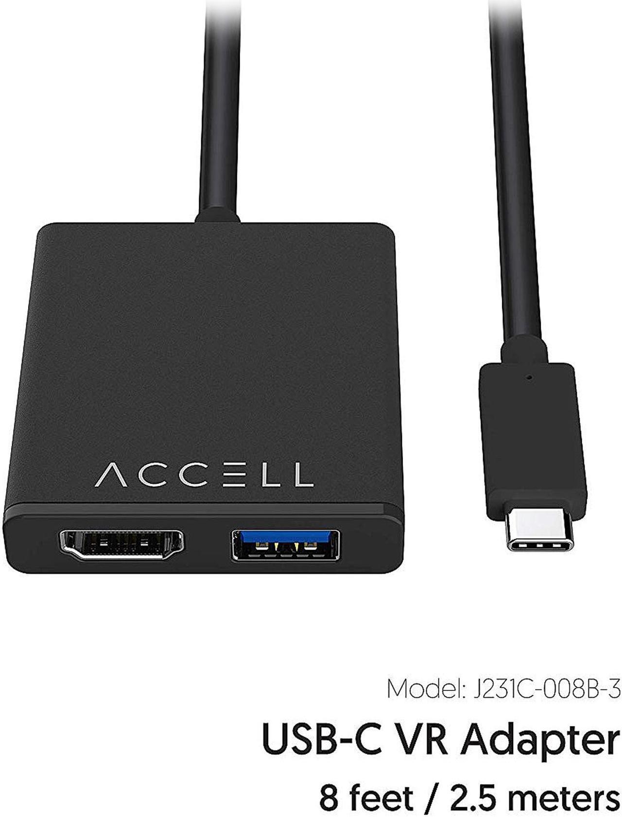 Alt view image 4 of 5 - Accell J231C-008B-3 USB-C VR Adapter Oculus Ready USB-C to HDMI & USB-A 8 ft.