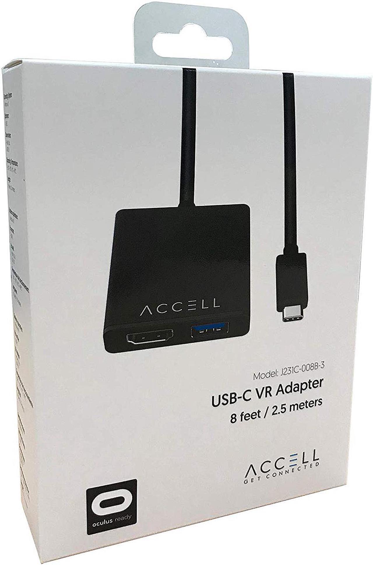 Alt view image 5 of 5 - Accell J231C-008B-3 USB-C VR Adapter Oculus Ready USB-C to HDMI & USB-A 8 ft.