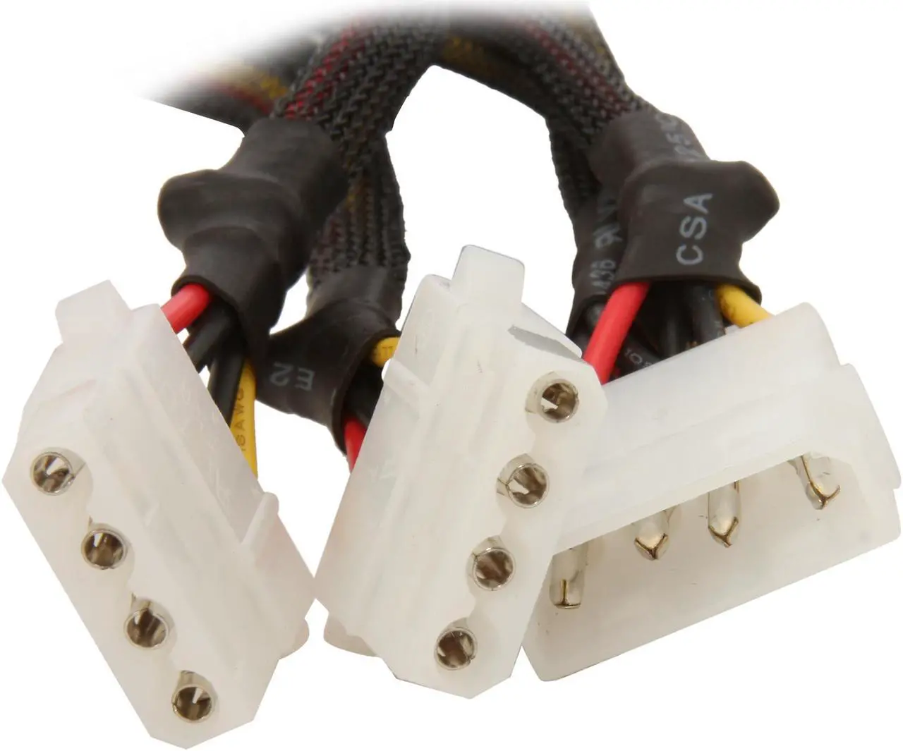 Alt view image 2 of 4 - 1ST PC CORP. CB-Y8-4 8 in. Quad 4pin molex splitters - 4pin male molex to 4x 4pin female molex - Sleeved