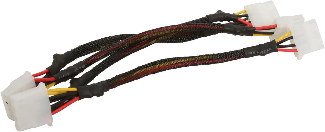 Alt view image 3 of 4 - 1ST PC CORP. CB-Y8-4 8 in. Quad 4pin molex splitters - 4pin male molex to 4x 4pin female molex - Sleeved