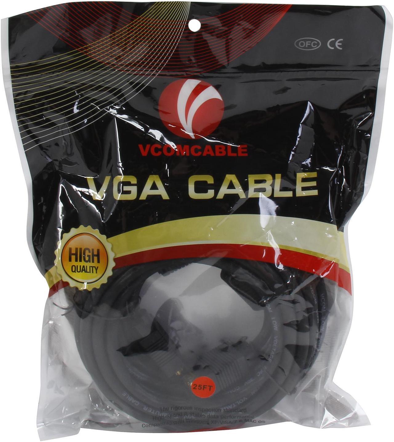 Alt view image 3 of 3 - VCOM VC-VGA25M 25 ft. SVGA HD15 Male to Male Black Cable