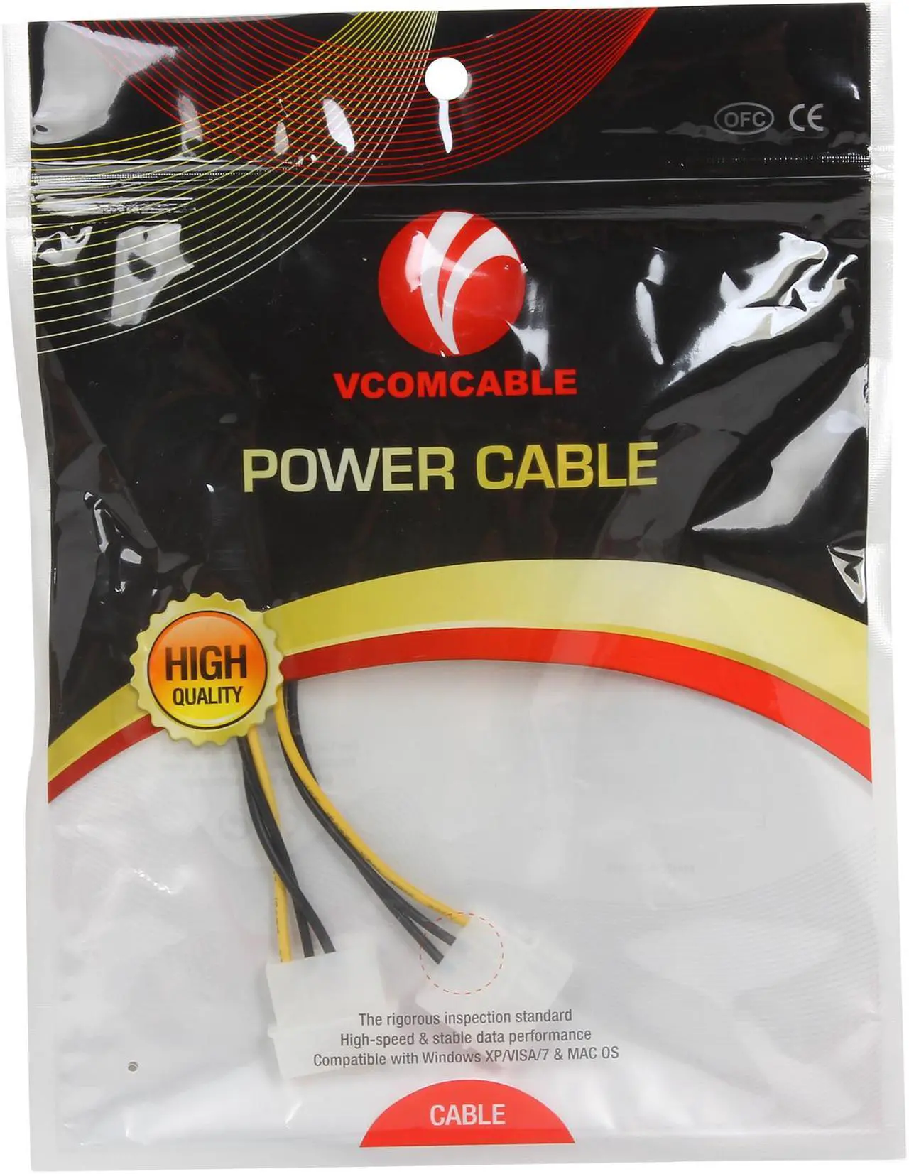 Alt view image 3 of 3 - VCOM VC-POWPCIE 6.1 in. 6-Pin PCI-Express Extender Cable for Power Supply