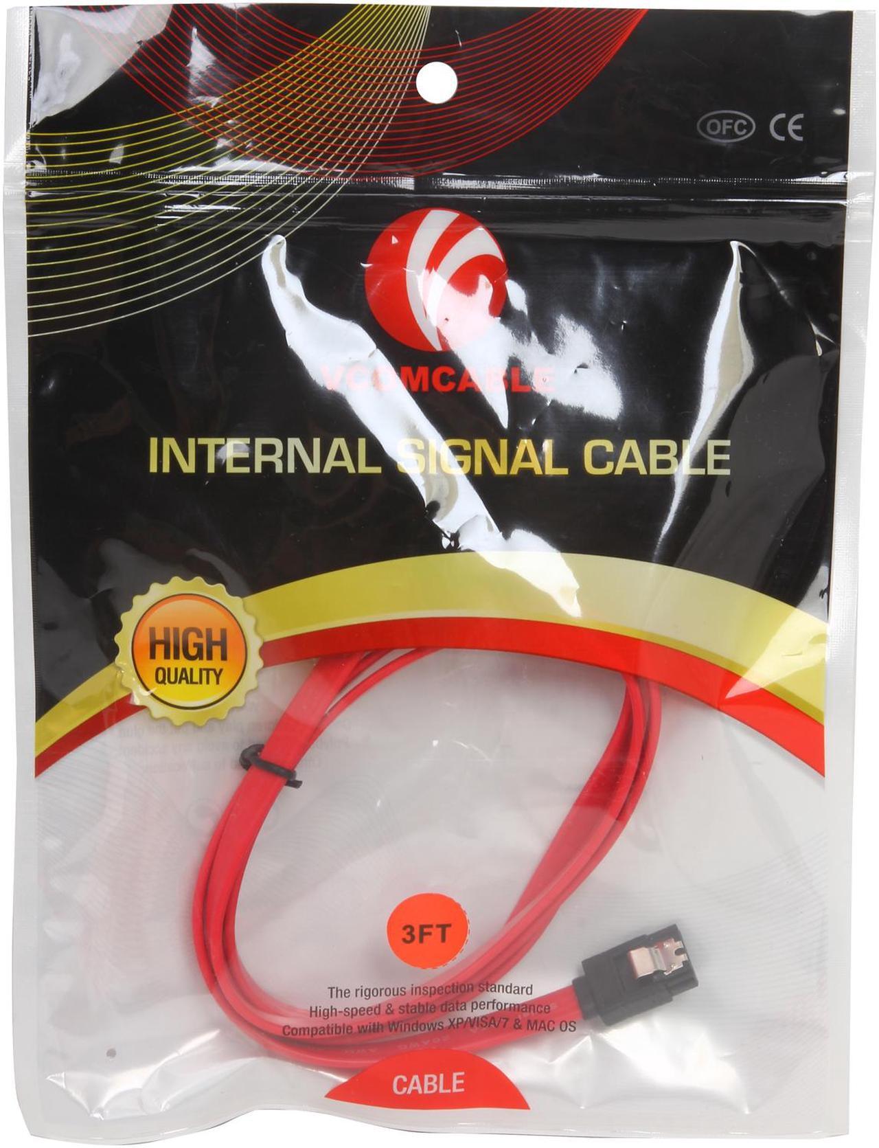 Alt view image 3 of 3 - VCOM VC-SATA39 3.25 ft. SATA II Red Cable with Locking Latch