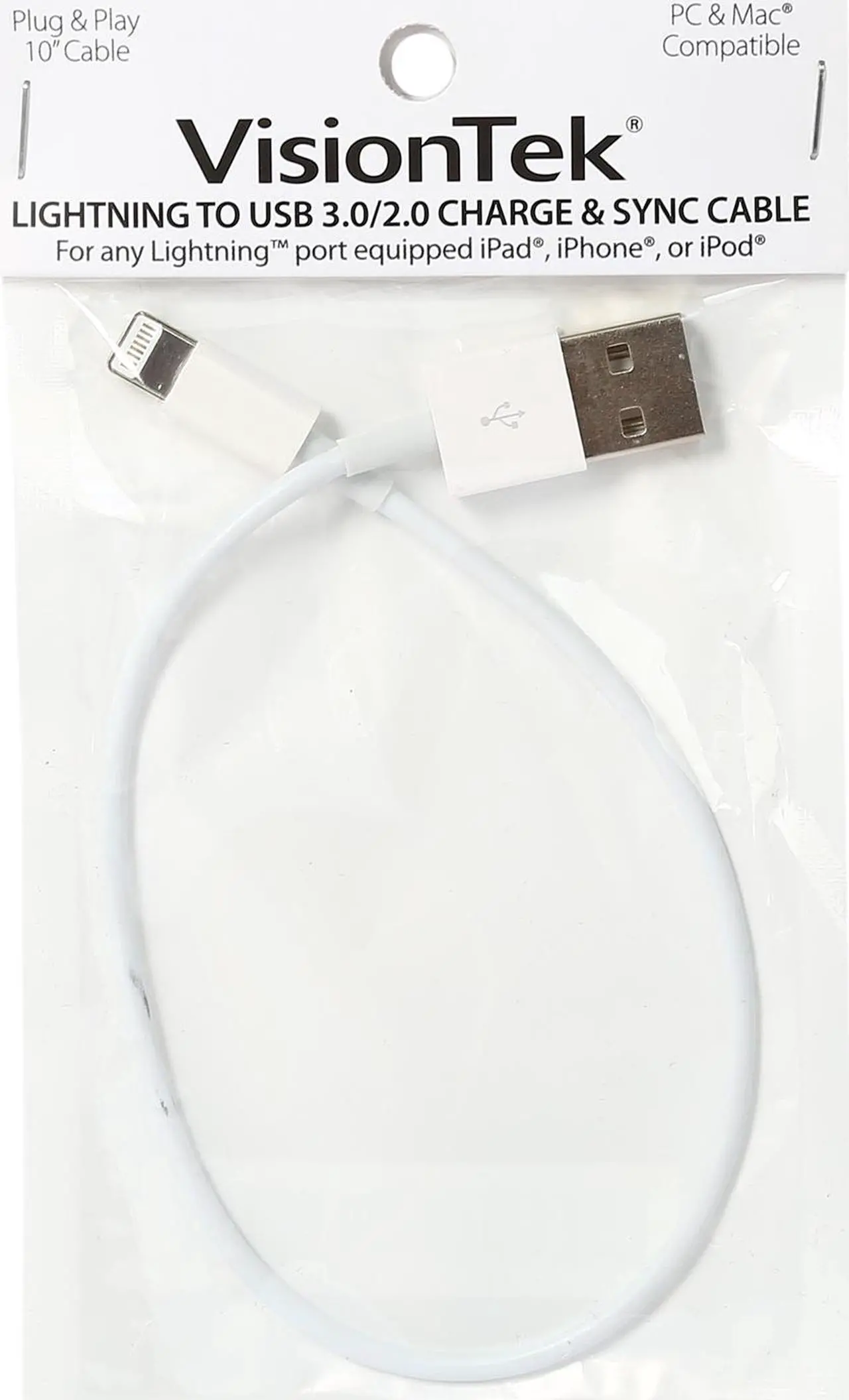 Alt view image 3 of 3 - VisionTek 900779 White Lightning to USB White .25 Meter Cable