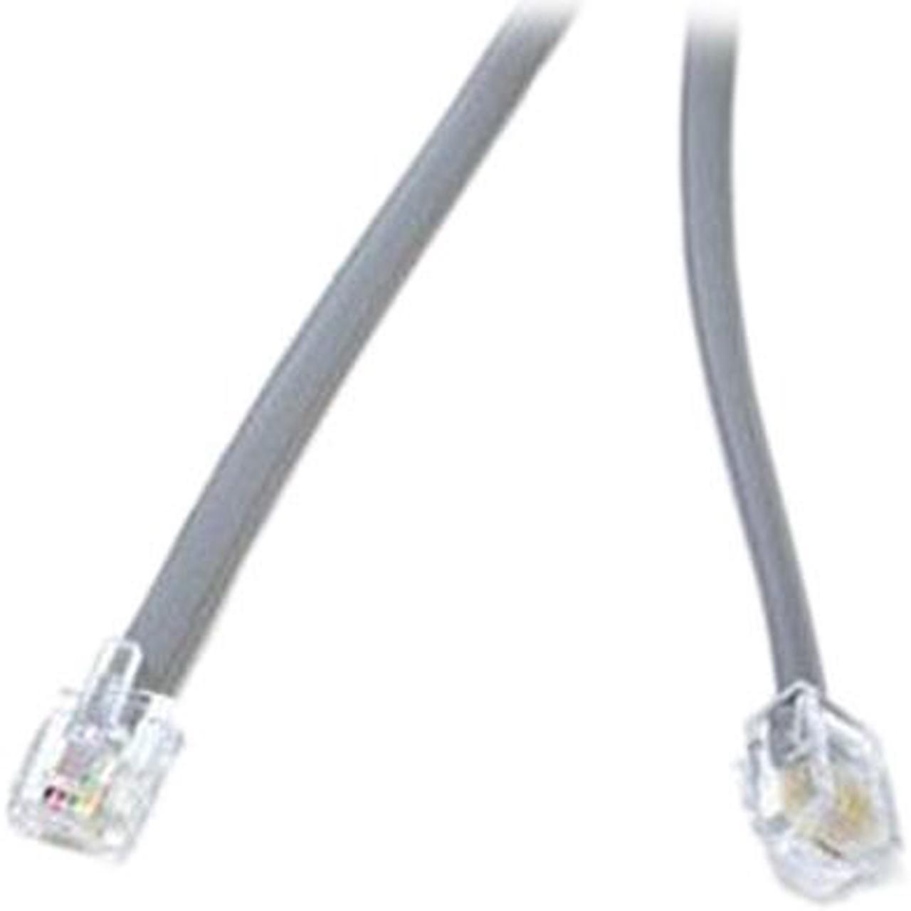 C2G 02971 RJ11 6P4C Straight Modular Cable, Silver (7 Feet, 2.13 Meters)