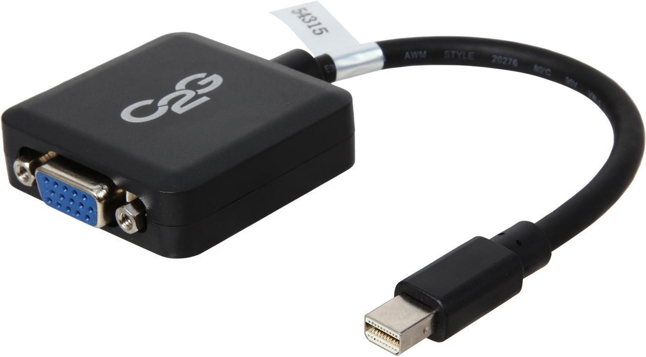 Main image of C2G 54315 Mini DisplayPort Male to VGA Female Active Adapter Converter, TAA Compliant, Black (8 Inches)