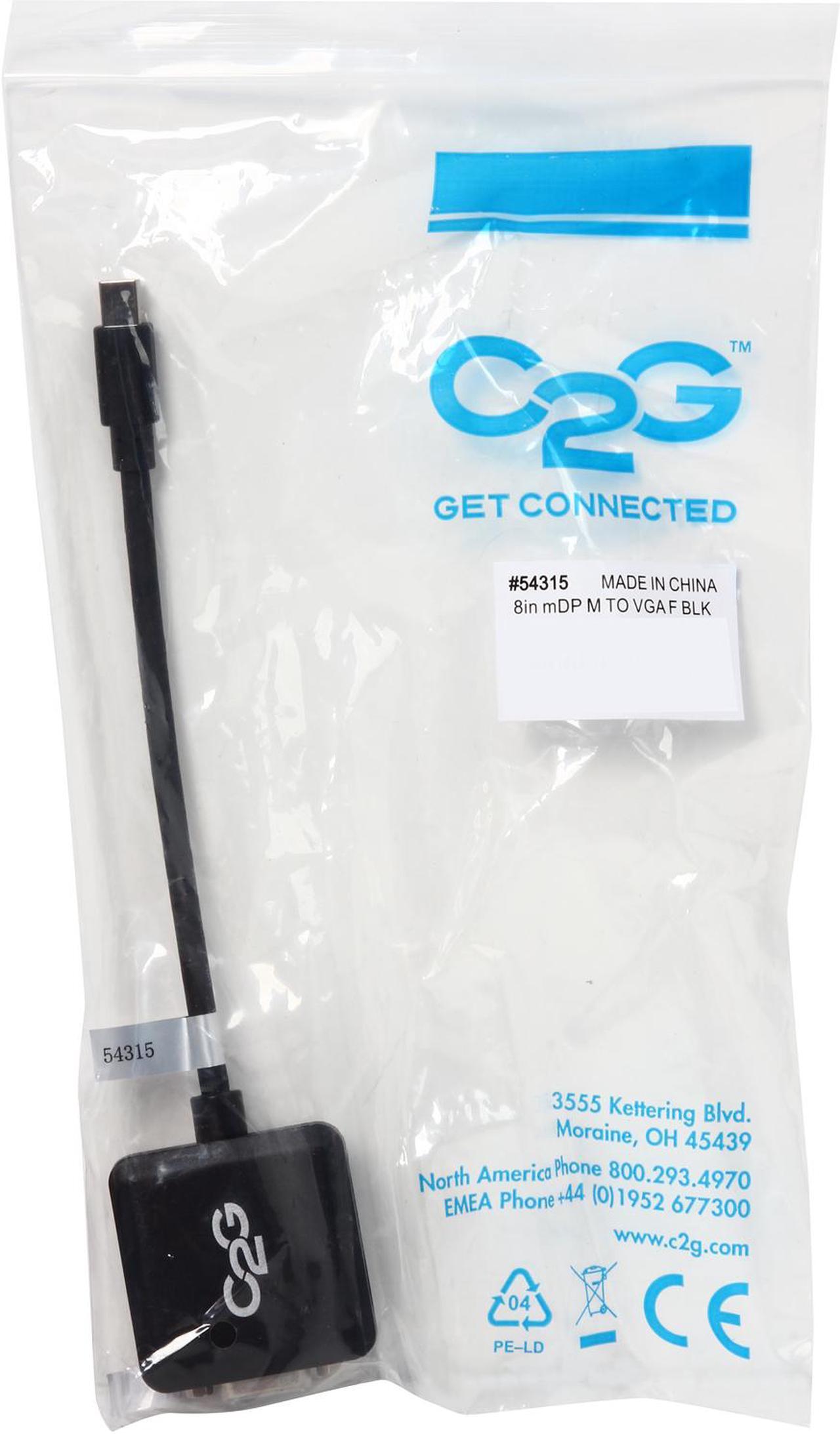 Alt view image 3 of 3 - C2G 54315 Mini DisplayPort Male to VGA Female Active Adapter Converter, TAA Compliant, Black (8 Inches)