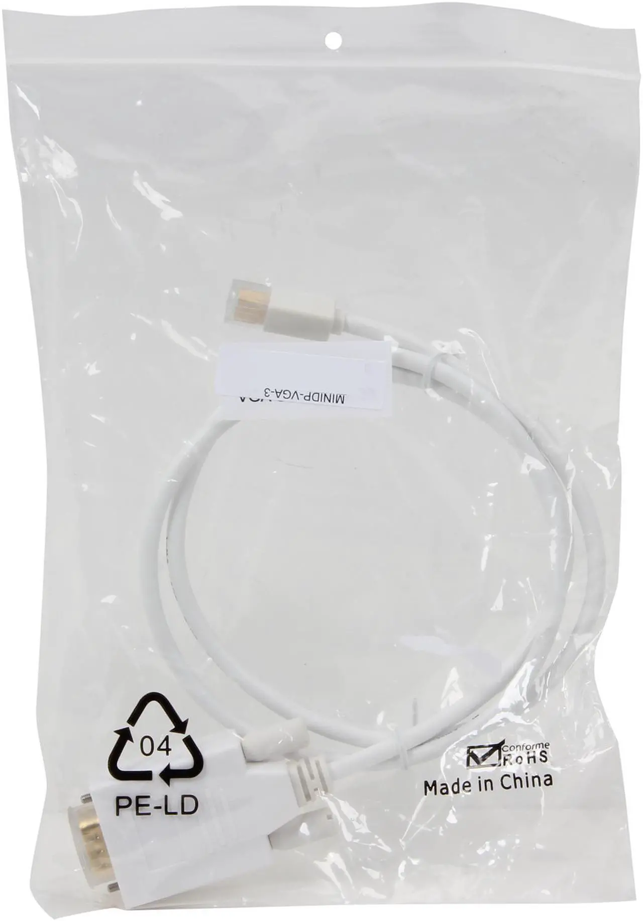 Alt view image 3 of 3 - Nippon Labs MINIDP-VGA-3 3 ft. Mini DP DisplayPort Male to VGA Male Adapter Cable, White