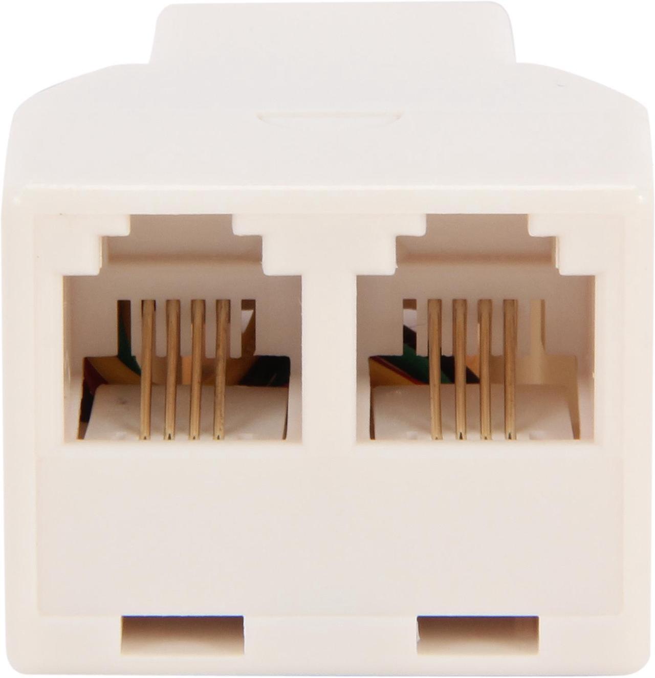 Alt view image 2 of 4 - Nippon Labs AD-64-F2F-WH RJ11 Telephone Jack Splitter Adapter, Male to 2 Female, White - OEM