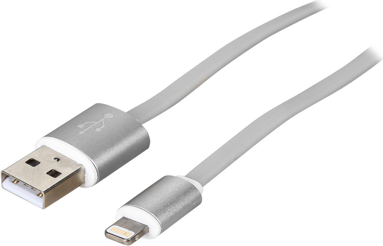 Nippon Labs USB-LI-6-SL Silver Aluminum MFI Lightning Flat Cable with Silver Connetors and Silver Cable - OEM