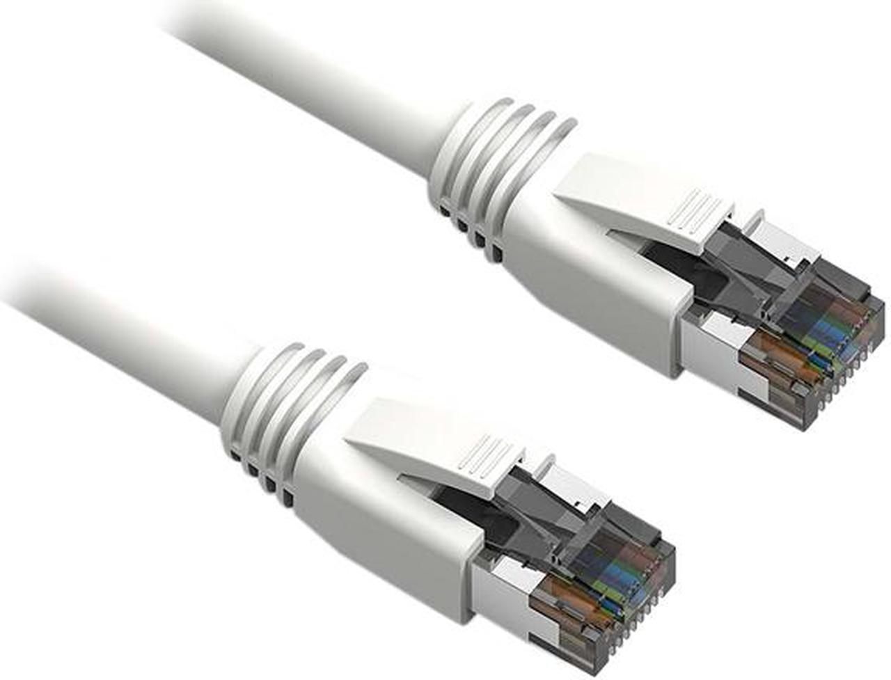 Nippon Labs Cat8 RJ45 50FT Ethernet Patch Internet Network LAN Cable, Indoor/Outdoor, 24AWG, Shielded Latest 40Gbps 2000Mhz, Weatherproof S/FTP for Router, PS4, PS5, Xbox, PoE, Switch, Modem (White)