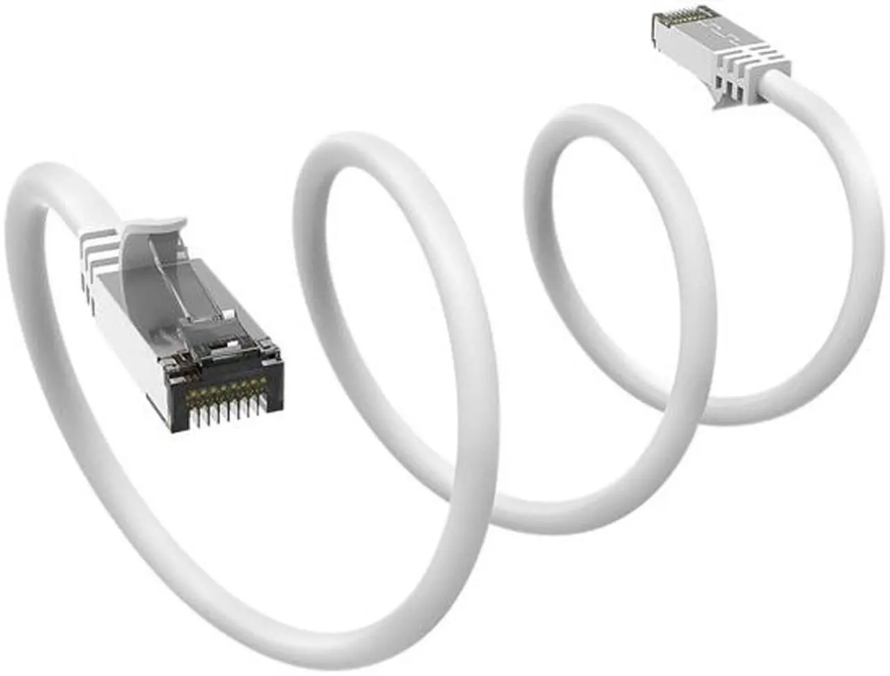 Alt view image 2 of 2 - Nippon Labs Cat8 RJ45 10ft Ethernet Patch Internet Network LAN Cable, In/Outdoor, 26AWG, Shielded Latest 40Gbps 2000MHz, Weatherproof S/ftP -in Wall, Outdoor for Gaming/Router/Modem/PC/Switch (White)