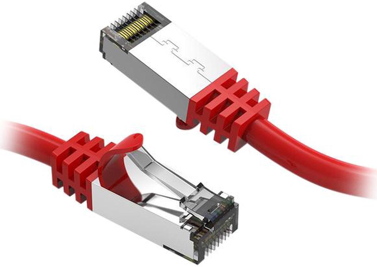 Nippon Labs Cat8 RJ45 7ft Ethernet Patch Internet Network LAN Cable, In/Outdoor, 26AWG, Shielded Latest 40Gbps 2000MHz, Weatherproof S/ftP -in Wall, Outdoor for Gaming/Router/Modem/PC/Switch (Red)