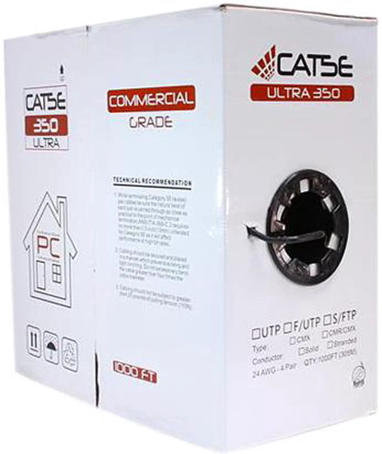 Alt view image 4 of 4 - Nippon Labs CAT5E Outdoor Bulk Ethernet Cable, Direct Burial Solid Copper UTP CMX, Gel Filled, 24 AWG, 1000' Pull Box (UL/ETL), Black 1000ft. Networking Cable, 80C5CMXF-415BK