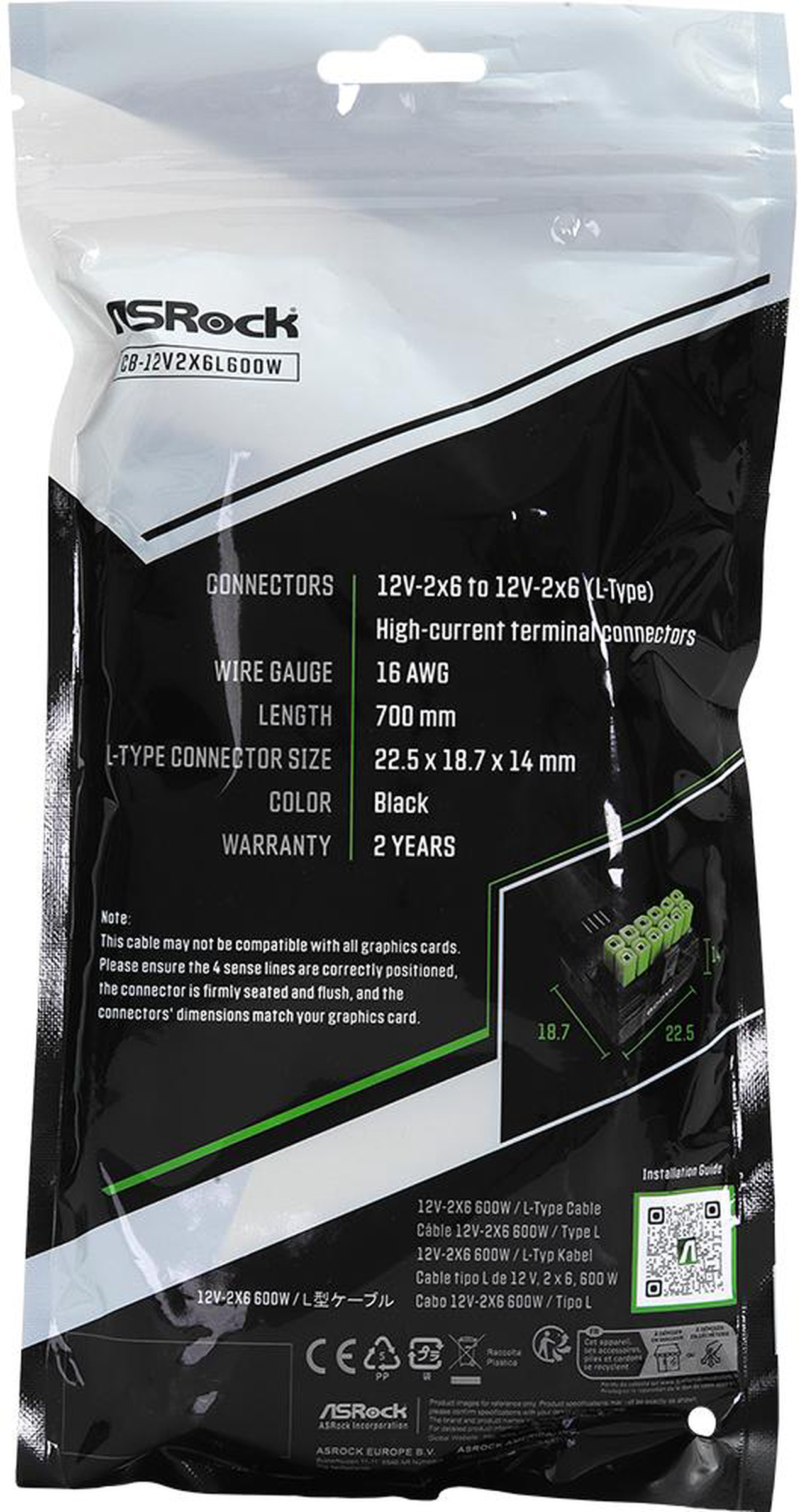 Open Box: ASRock 12V-2x6 600W PCIe 5.1 GPU Power Cable, Right Angle (L-Type), 2.3ft, 16-Pin 12VHPWR Compatible, NVIDIA RTX 40 Series - Newegg.ca - Open Box condition - Image 16