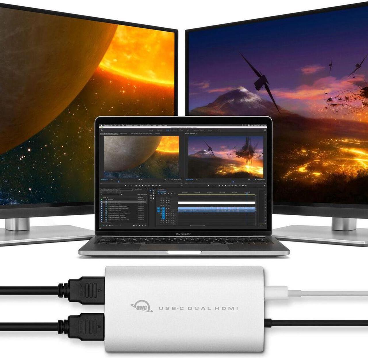 Alt view image 4 of 4 - OWC USB Type-C to Dual HDMI 4K Display Adapter with DisplayLink   OWCCADPDL2HDMI