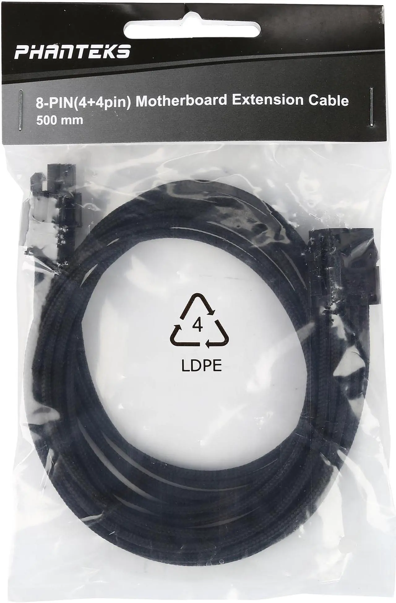 Alt view image 3 of 3 - Phanteks PH-CB8P_BK 1.64 ft. (0.50m) 8 to 8 (4+4 )Pin M/B Premium Sleeved Extension cable