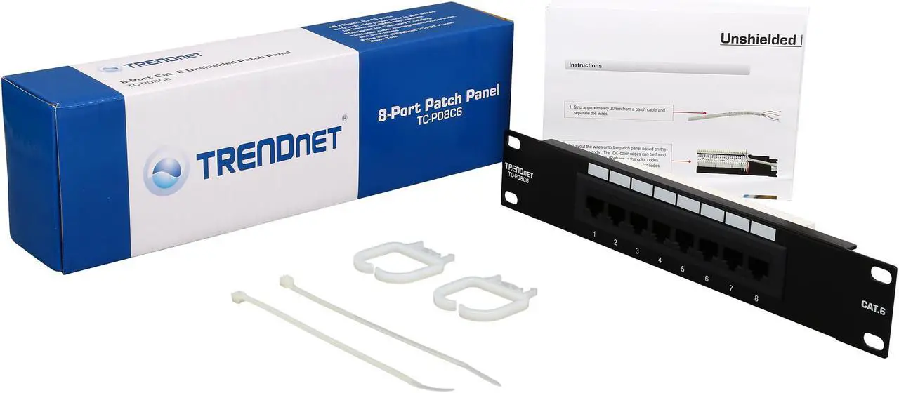 Alt view image 6 of 6 - TRENDnet TC-P08C6 8-Port Cat. 6 Unshielded Patch Panel