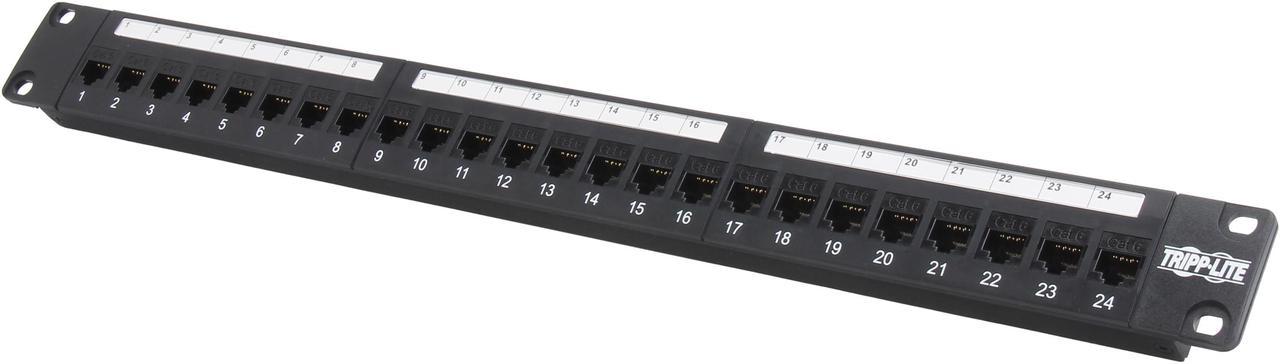 TRIPP LITE 24-Port 1U Rackmount Cat6 Feedthrough Patch Panel, RJ45 Ethernet