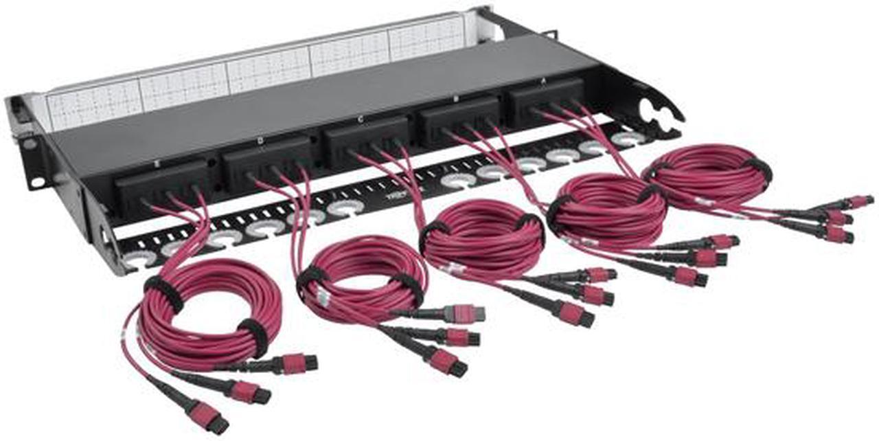 Alt view image 2 of 5 - Tripp Lite 50/125 Breakout Fiber Patch Panel, 40 GB to 10 GB, 15 MTP QSFP to 60 LC Duplex OM4 Multimode Ports, 1U (N48K-15M8L60-B)