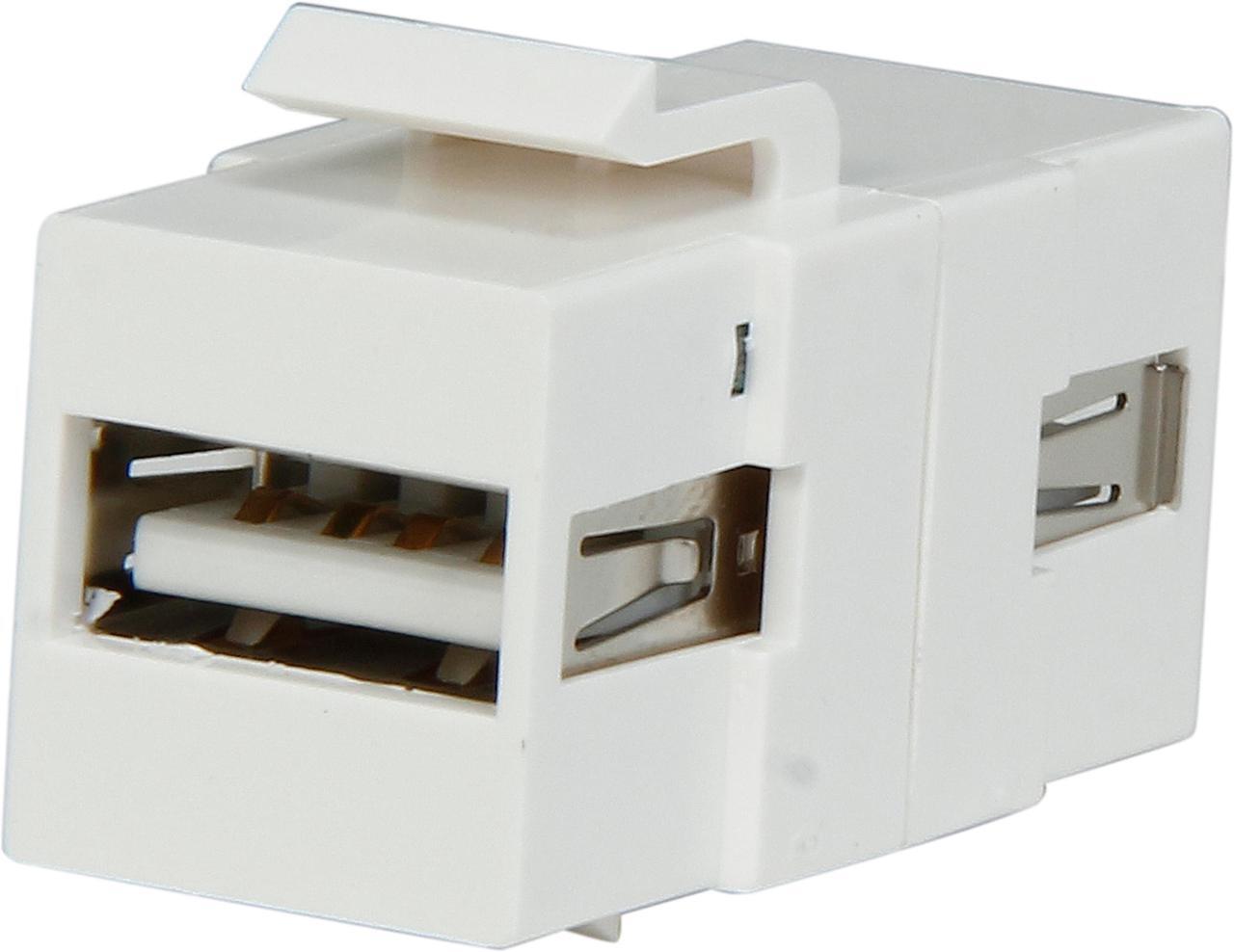 Main image of C2G/Cables To Go 28748 Snap-In USB A/A Female Keystone Insert Module (White)