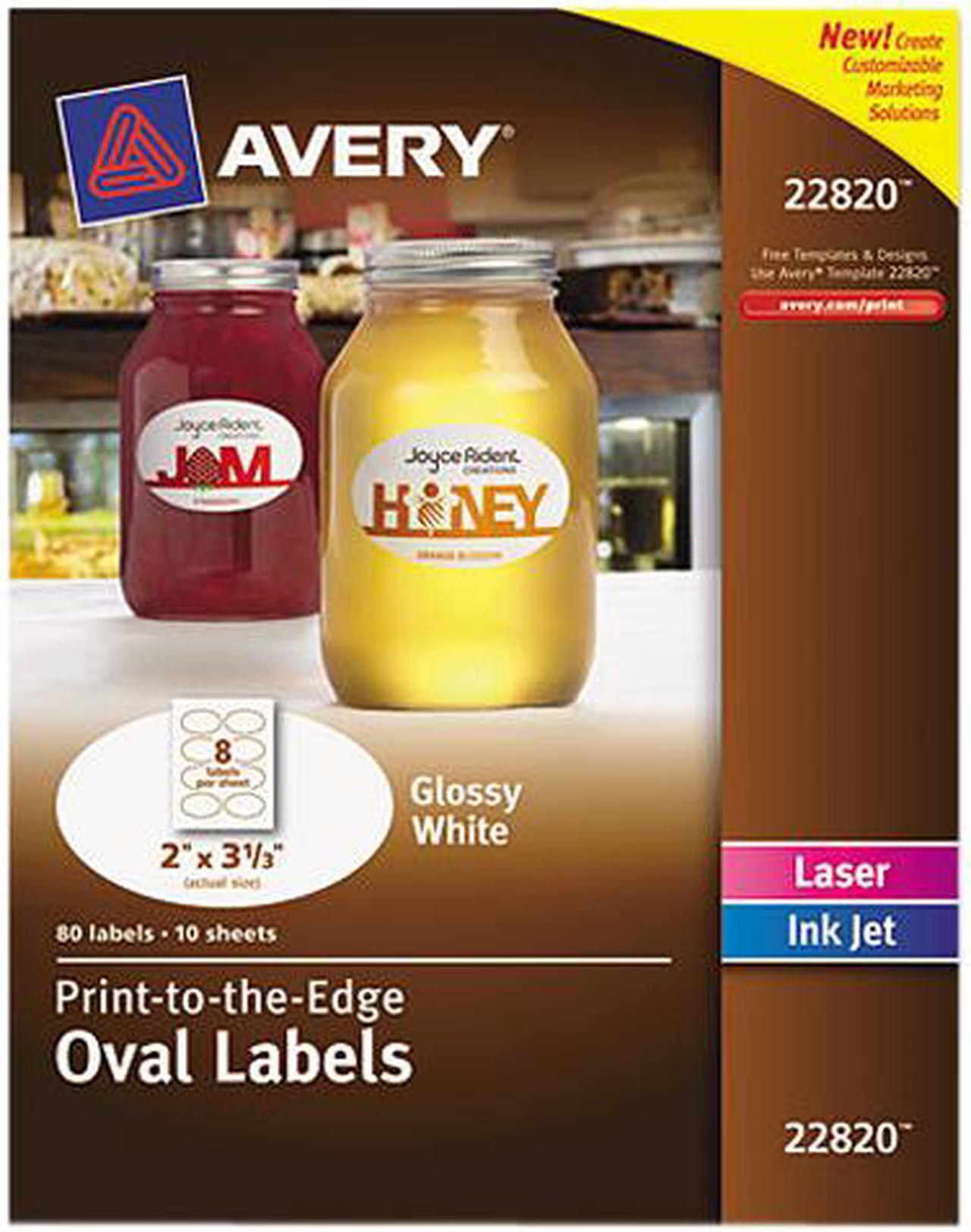 Main image of Avery Oval Labels, Sure Feed, 2" x 3-1/3", 80 Glossy Labels (22820)