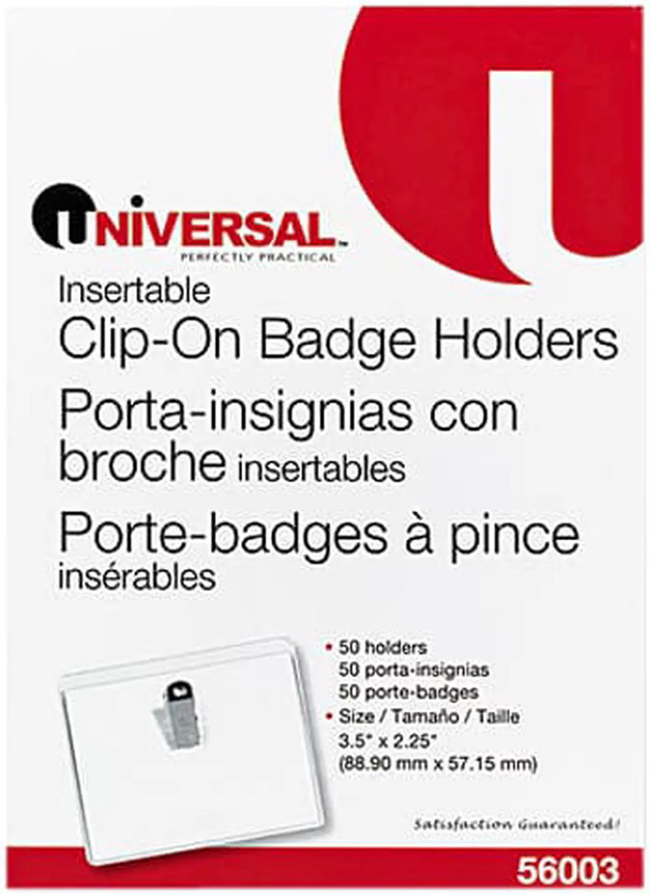 Main image of Clip-On Clear Badge Holders W/Inserts, Top Load, 2 1/4 X 3 1/2, White,