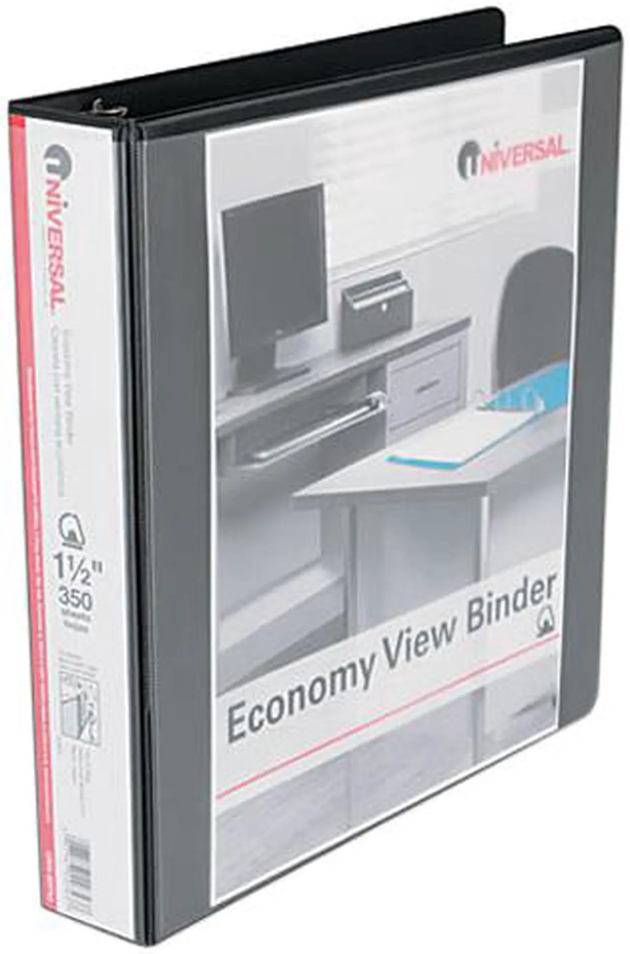 Main image of UNIVERSAL Slant-Ring Economy View Binder 1-1/2" Capacity Black 20743