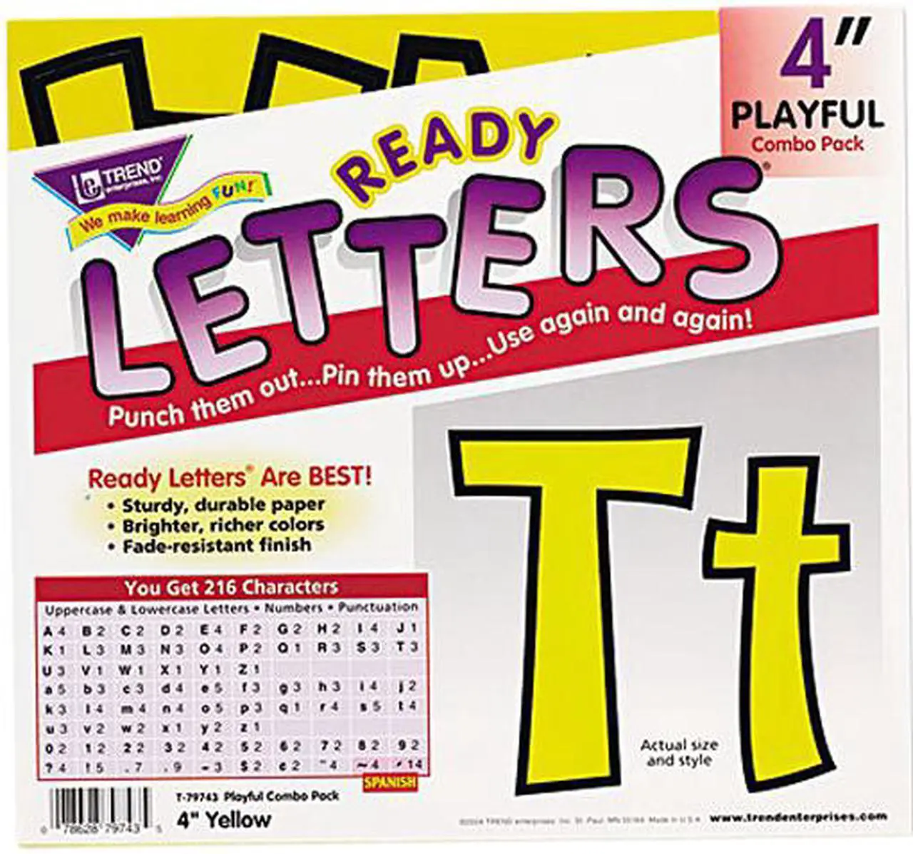 Main image of Ready Letters Playful Combo Set, Yellow, 4"h, 216/Set