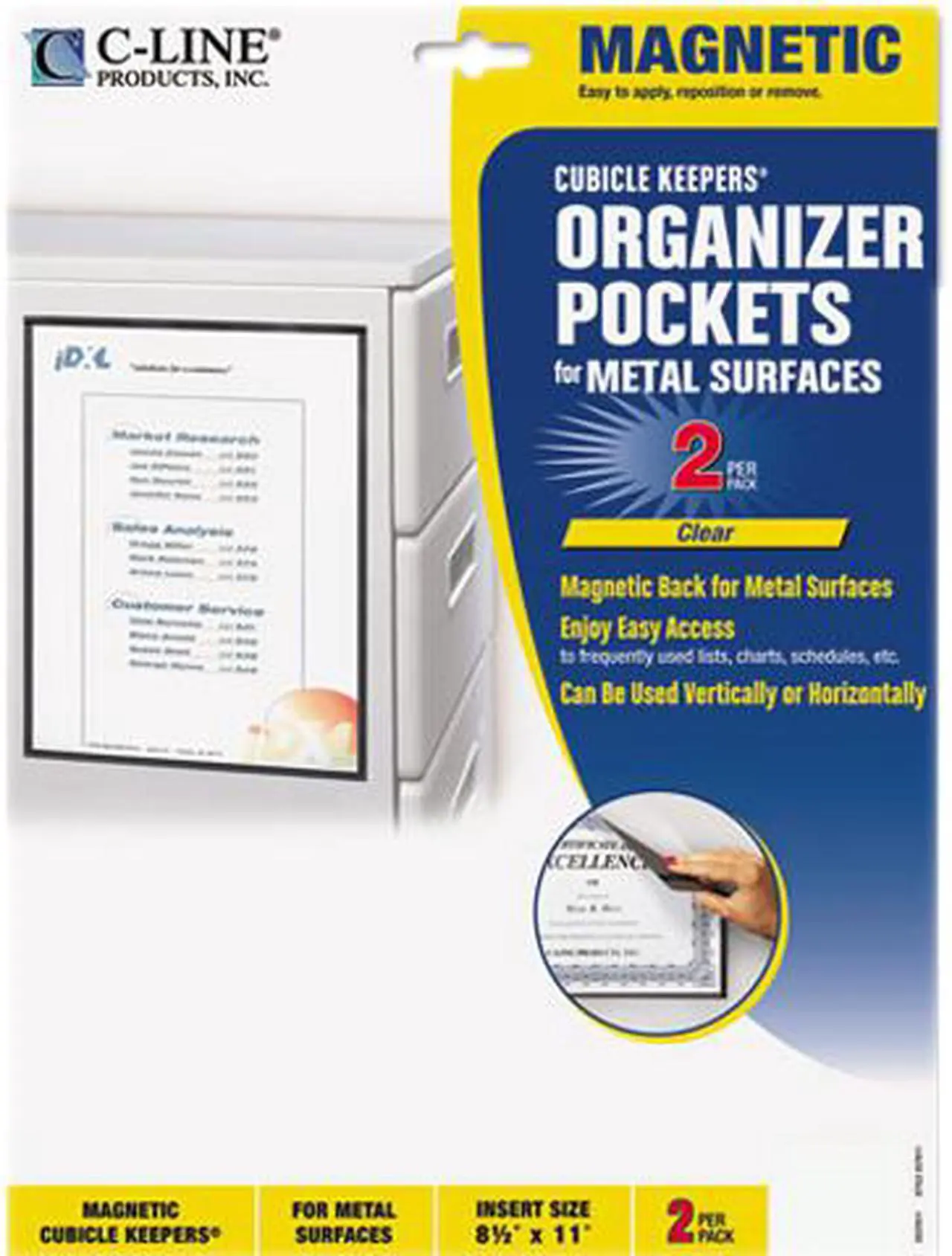 Main image of Magnetic Cubicle Keepers Display Holders, 8 1/2 x 11, Clear, 2/Pack
