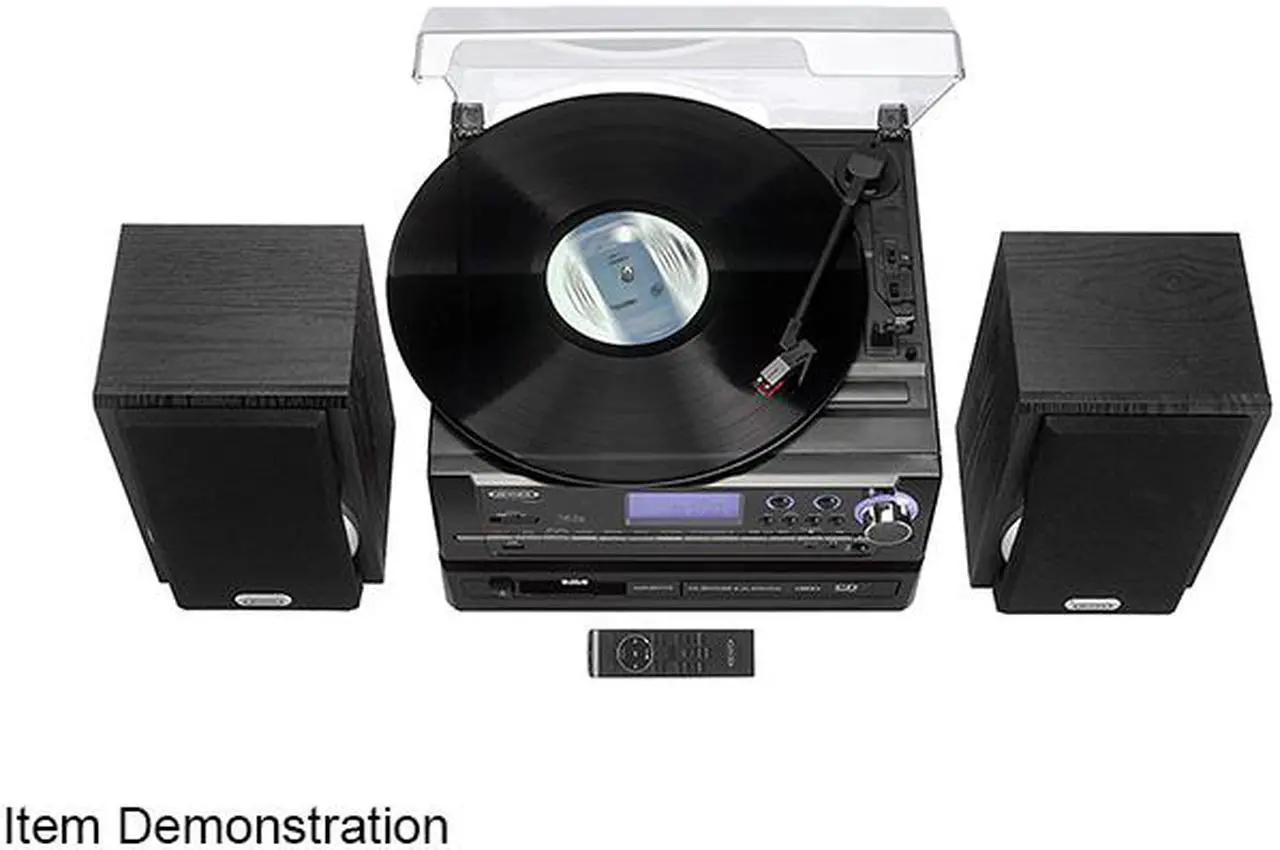 Alt view image 2 of 5 - JENSEN JTA-990 3-Speed Stereo Turntable CD Recording System with Cassette Player, AM/FM Stereo Radio & MP3 Encoding