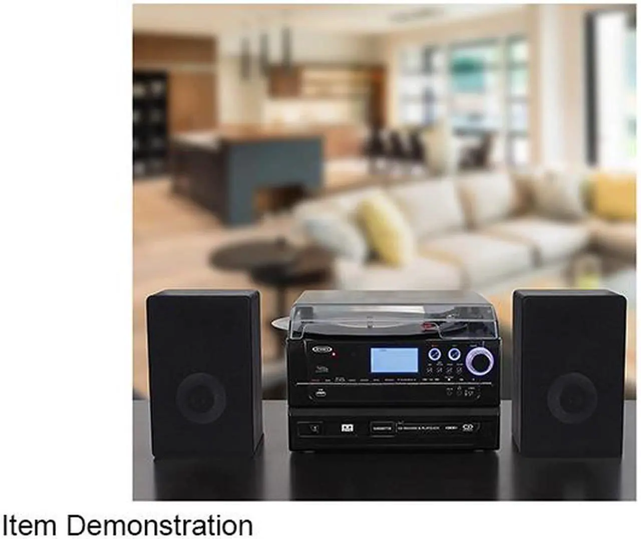 Alt view image 5 of 5 - JENSEN JTA-990 3-Speed Stereo Turntable CD Recording System with Cassette Player, AM/FM Stereo Radio & MP3 Encoding
