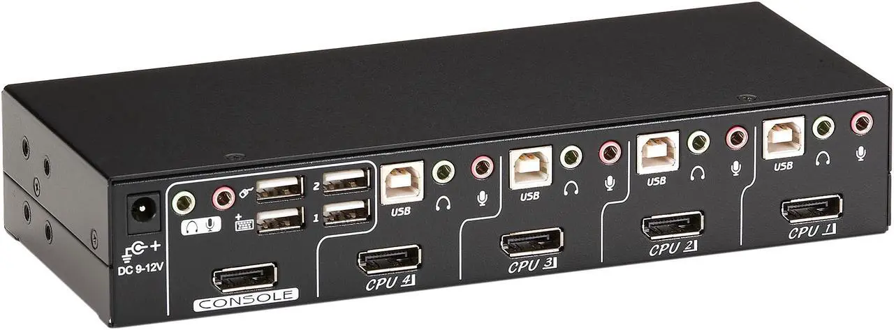 Alt view image 3 of 3 - Black Box KV9704A DT Series DT KVM Switch DisplayPort with USB and Audio - 4-Port