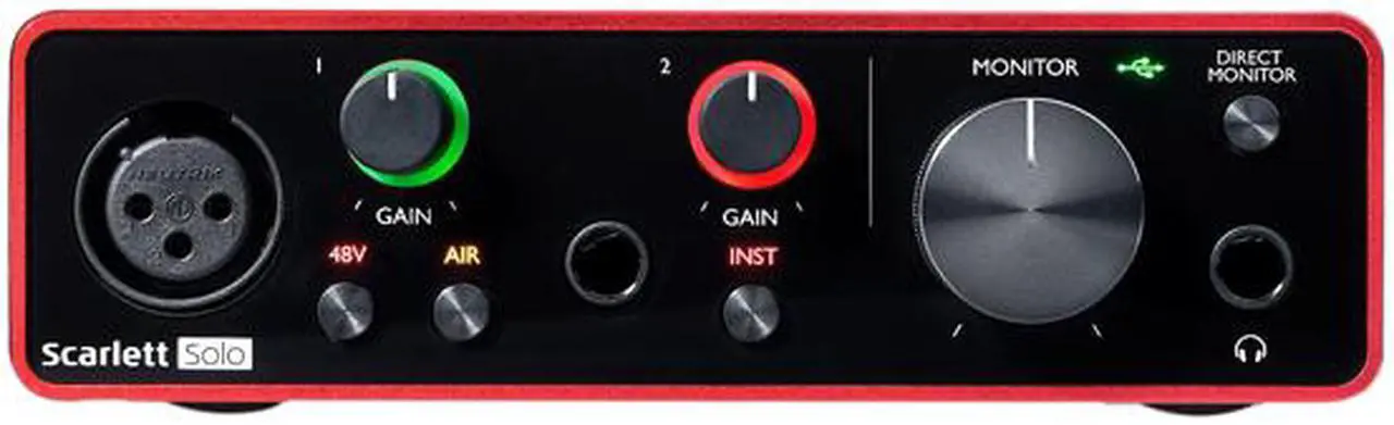 Alt view image 5 of 8 - Focusrite Scarlett Solo 3rd Gen USB Audio Interface — High-Fidelity, Studio Quality Recording, Black/Red