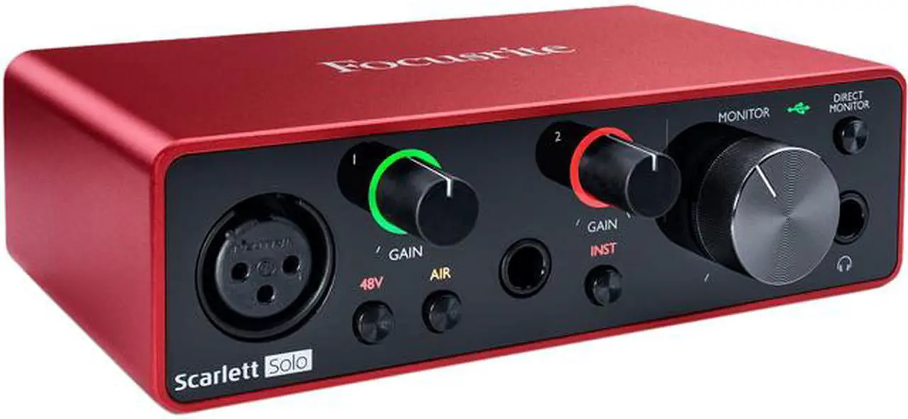 Main image of Focusrite Scarlett Solo 3rd Gen USB Audio Interface — High-Fidelity, Studio Quality Recording, Black/Red