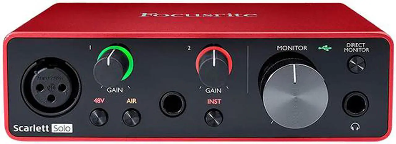 Alt view image 2 of 8 - Focusrite Scarlett Solo 3rd Gen USB Audio Interface — High-Fidelity, Studio Quality Recording, Black/Red