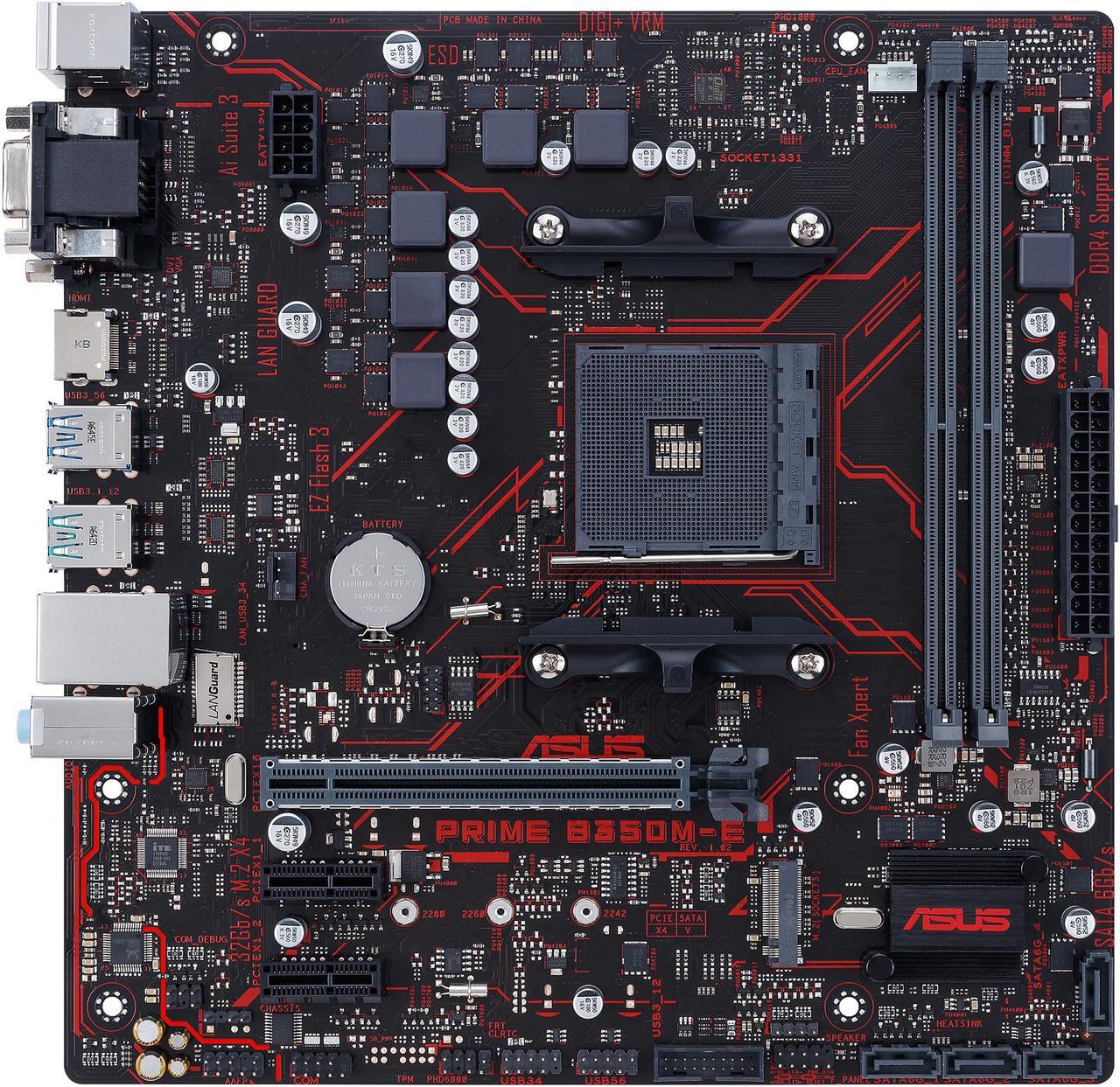 Main image of ASUS Prime B350M-E AM4 AMD B350 SATA 6Gb/s USB 3.1 HDMI Micro ATX AMD Motherboard