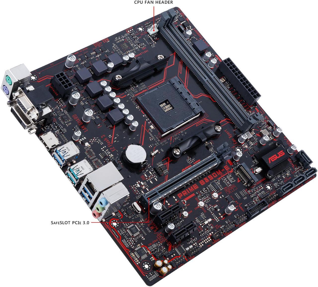 Alt view image 5 of 7 - ASUS Prime B350M-E AM4 AMD B350 SATA 6Gb/s USB 3.1 HDMI Micro ATX AMD Motherboard