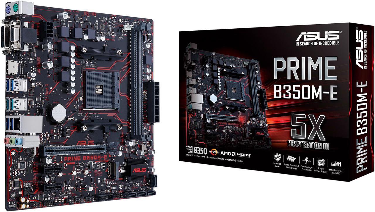 Alt view image 3 of 7 - ASUS Prime B350M-E AM4 AMD B350 SATA 6Gb/s USB 3.1 HDMI Micro ATX AMD Motherboard