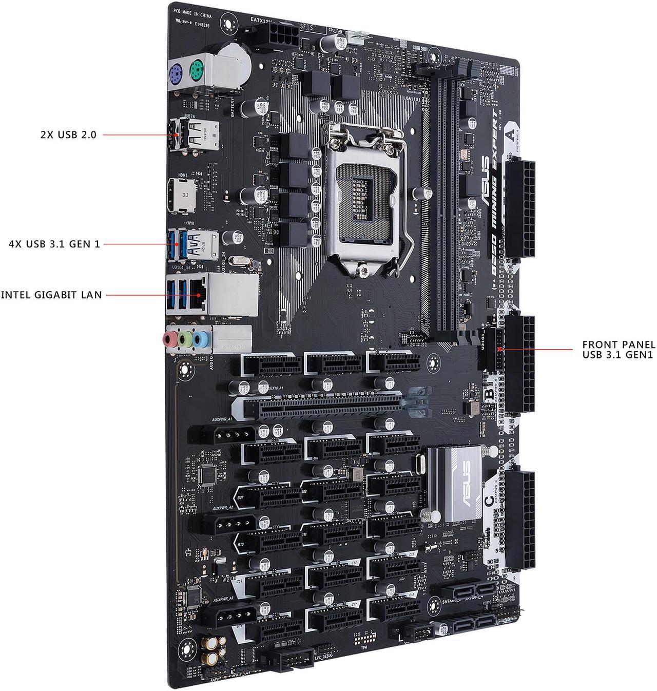 Alt view image 2 of 6 - ASUS B250 MINING EXPERT LGA 1151 Intel B250 HDMI SATA 6Gb/s USB 3.1 ATX Intel Cryptocurrency Mining Motherboard