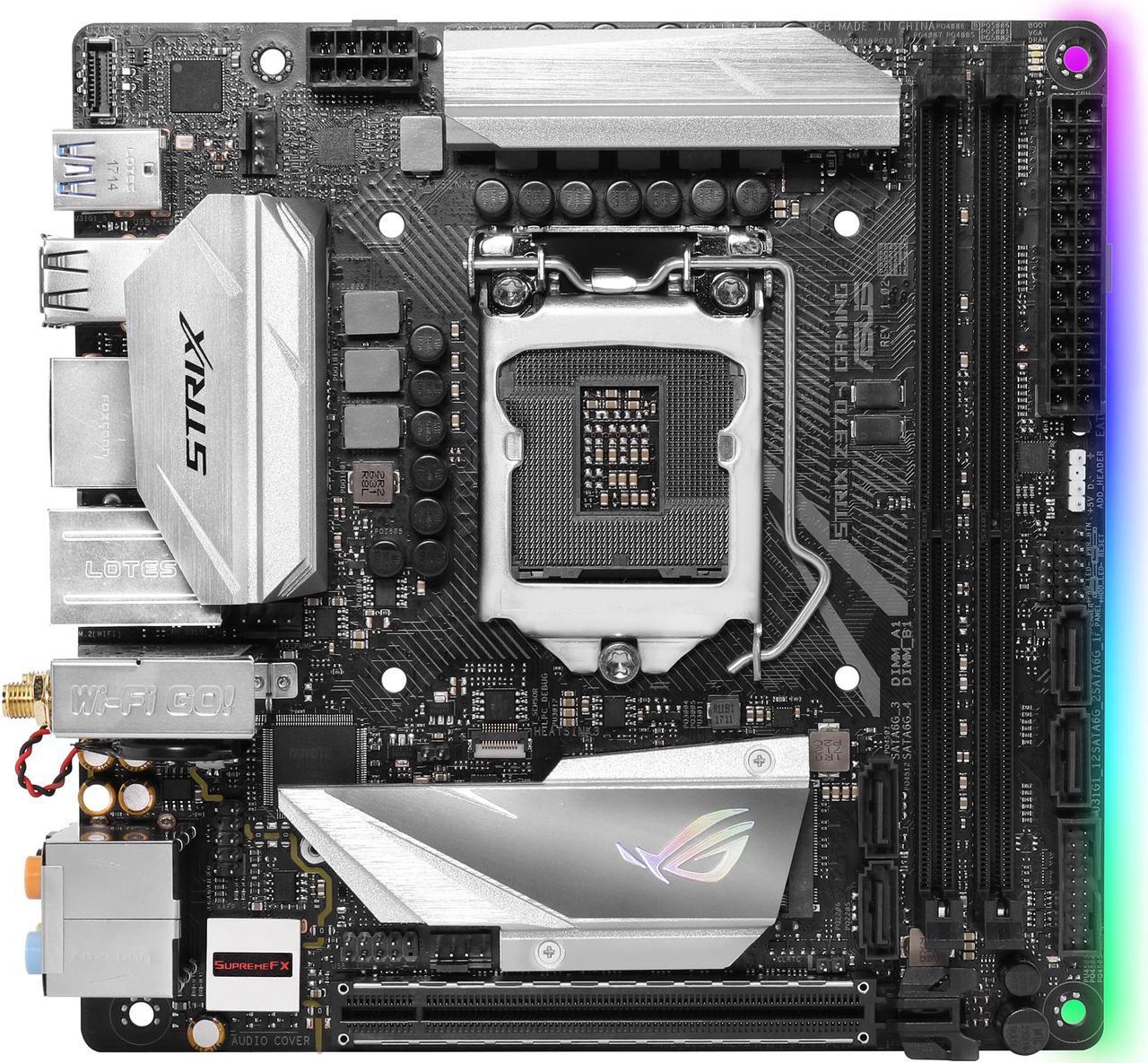 Main image of ASUS ROG Strix Z370-I Gaming LGA 1151 (300 Series) Intel Z370 HDMI SATA 6Gb/s USB 3.1 Mini ITX Intel Motherboard