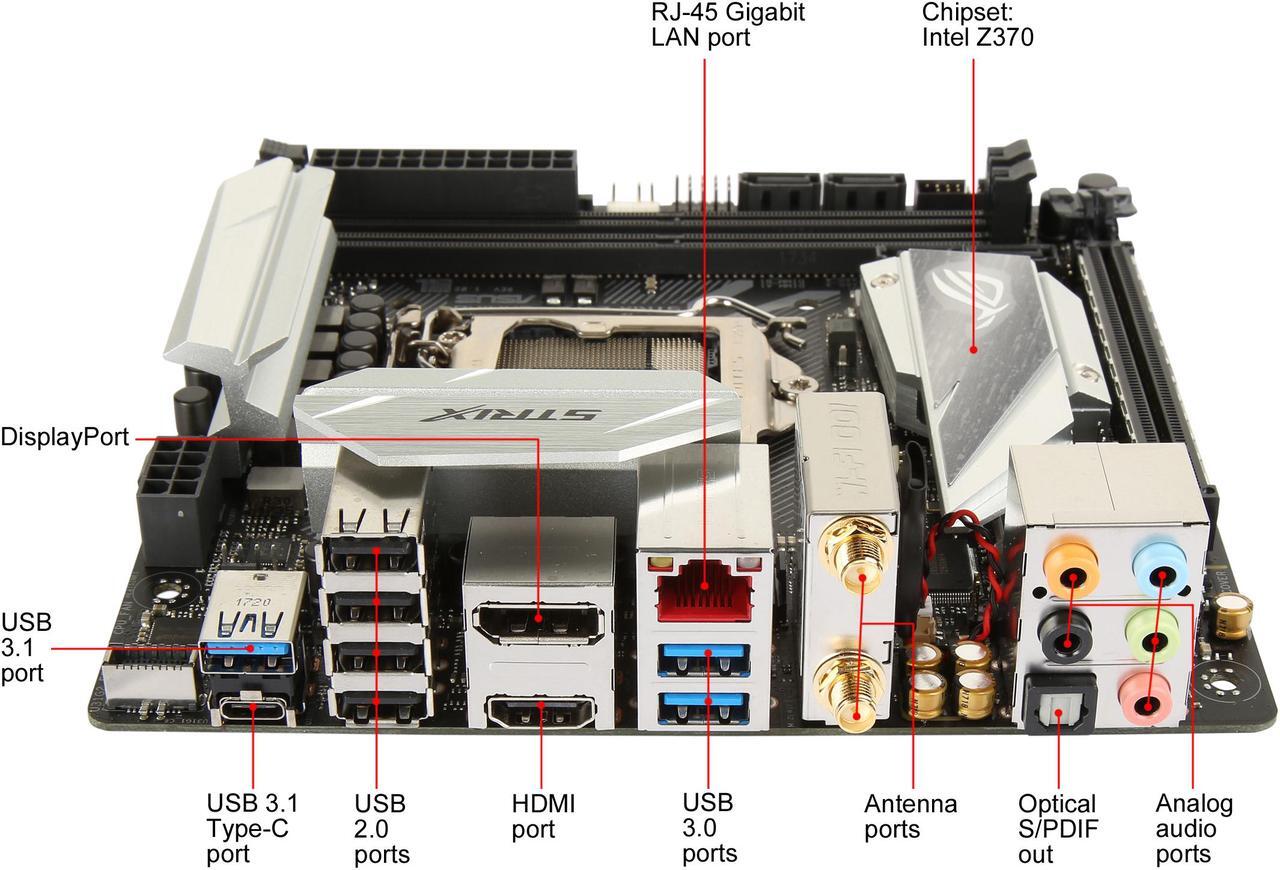 Alt view image 4 of 6 - ASUS ROG Strix Z370-I Gaming LGA 1151 (300 Series) Intel Z370 HDMI SATA 6Gb/s USB 3.1 Mini ITX Intel Motherboard