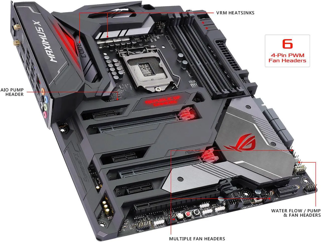 Alt view image 2 of 7 - ASUS ROG Maximus X Code LGA 1151 (300 Series) Intel Z370 ATX Intel Motherboard