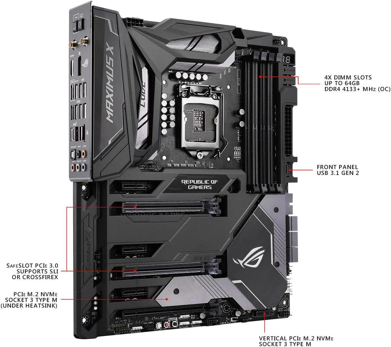 Alt view image 4 of 7 - ASUS ROG Maximus X Code LGA 1151 (300 Series) Intel Z370 ATX Intel Motherboard