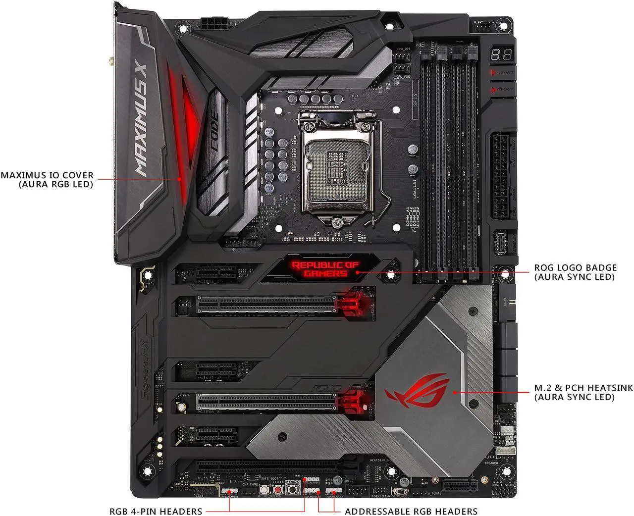 Alt view image 3 of 7 - ASUS ROG Maximus X Code LGA 1151 (300 Series) Intel Z370 ATX Intel Motherboard
