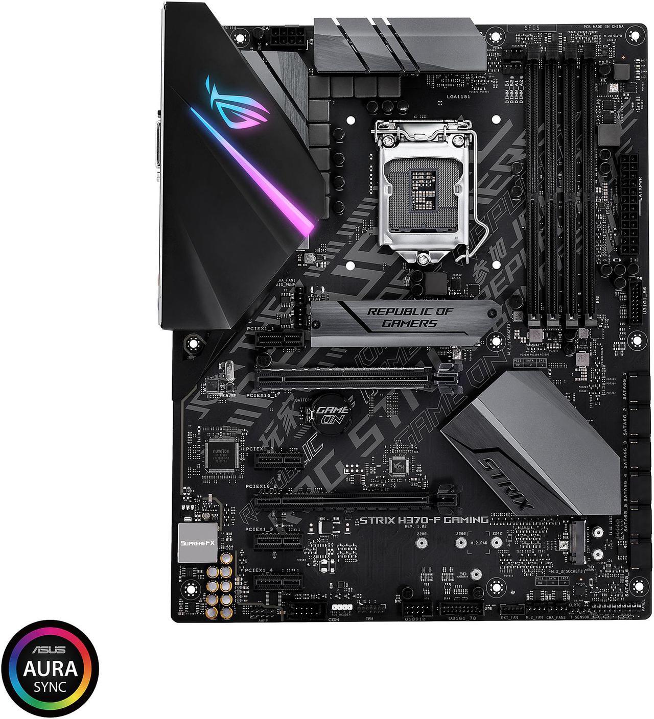 Main image of ASUS ROG Strix H370-F Gaming LGA1151 (300 Series) DDR4 DP HDMI DVI M.2 ATX Motherboard with USB 3.1 Gen2