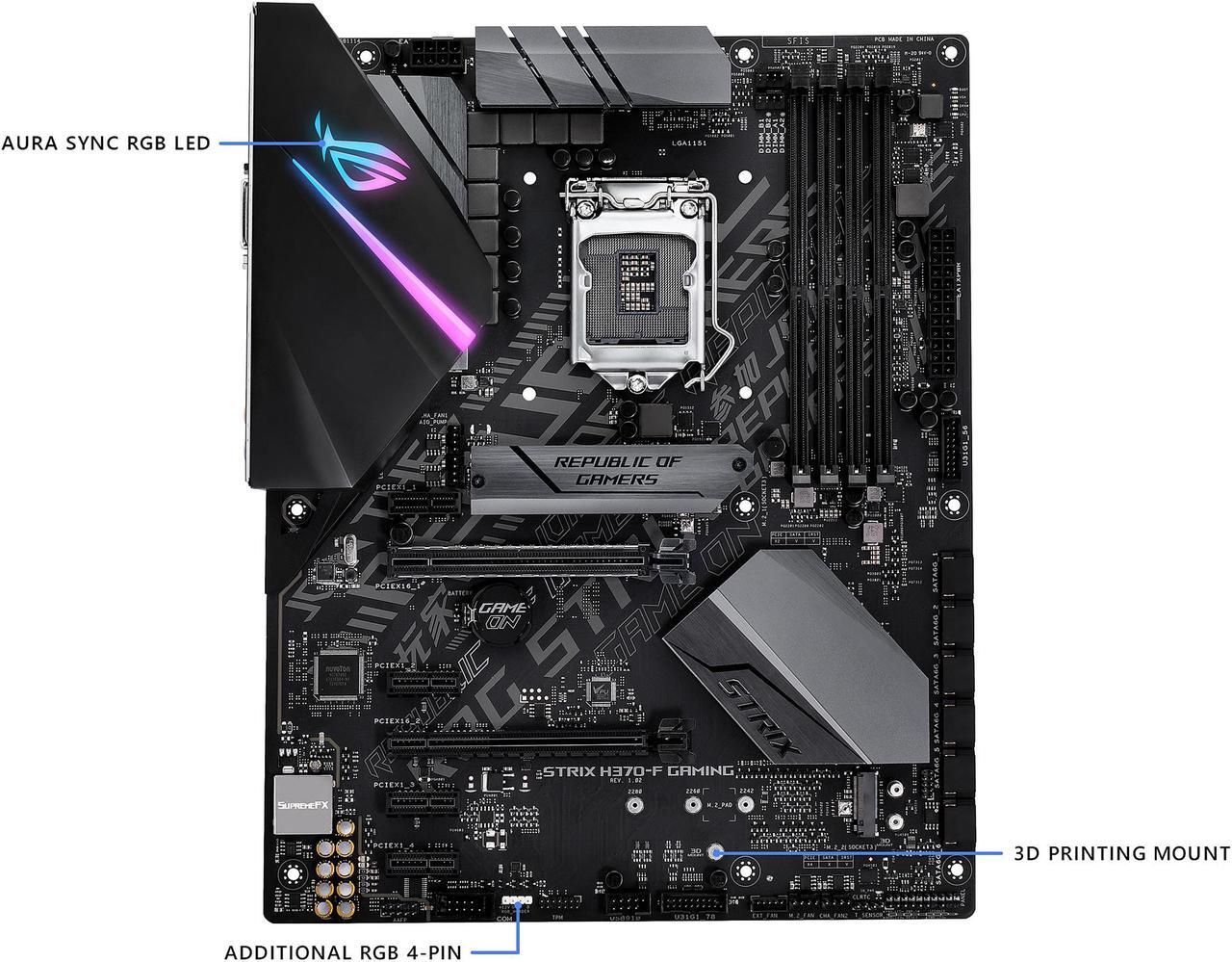 Alt view image 3 of 7 - ASUS ROG Strix H370-F Gaming LGA1151 (300 Series) DDR4 DP HDMI DVI M.2 ATX Motherboard with USB 3.1 Gen2